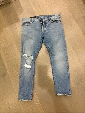 Balmain Light Blue Distressed Slim Men’s Jeans